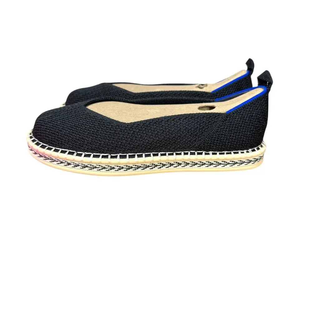 Rothy's The Espadrille Flats Womens 7.5 Black Knit Slip On Loafer Comfort